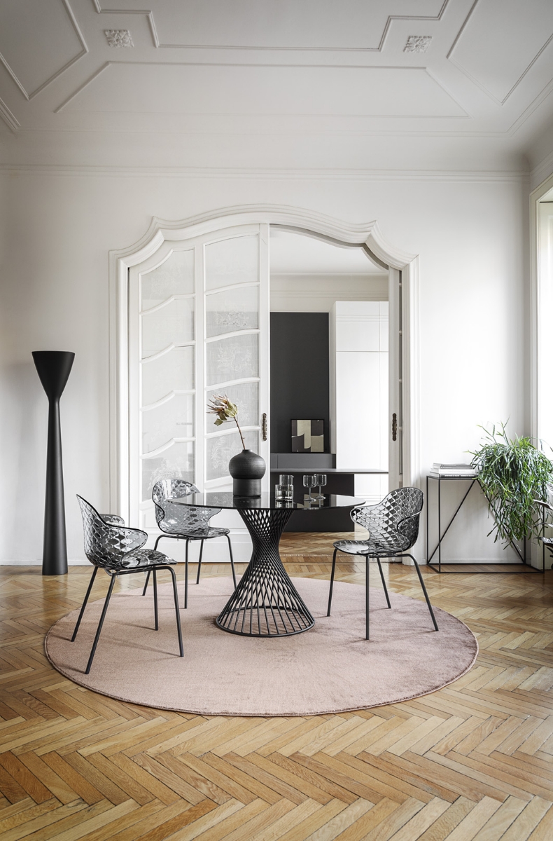 	calligaris vortex - τραπέζι με μεταλλική βάση