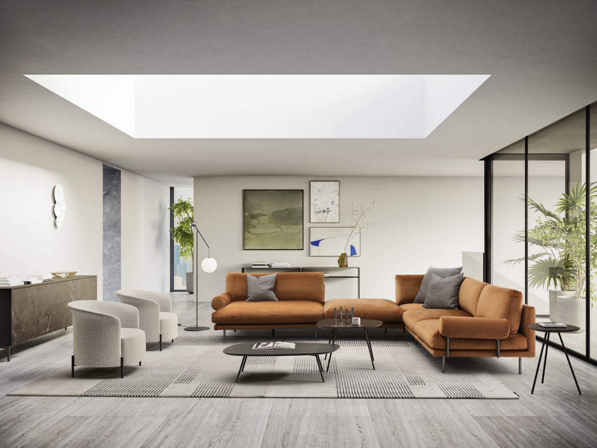 Ιταλικός καναπές Mies Calligaris με οσφυϊκή υποστήριξη και minimal design στην Αθήνα