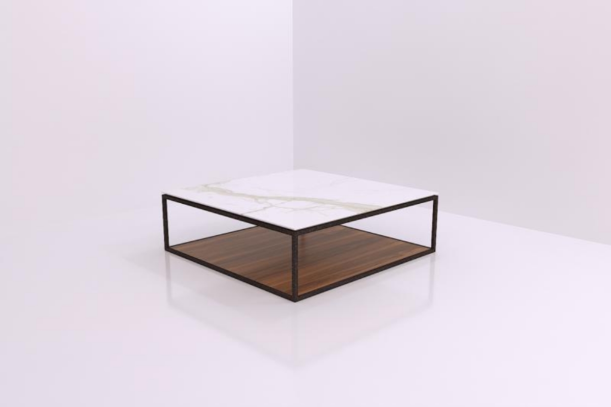 Εικόνα της Τραπεζάκι σαλονιού Maffy με μέταλλο και κεραμικό ή ξύλο 