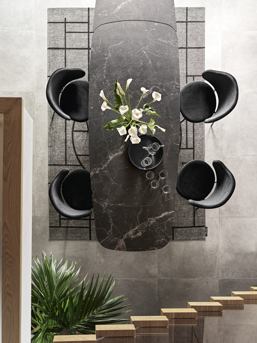 calligaris - cameo  τραπέζι με μαύρο κεραμικό ματτ