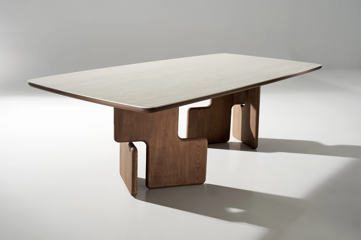 Εικόνα της Τραπέζι με ξύλινη βάση και κεραμικό Olivero