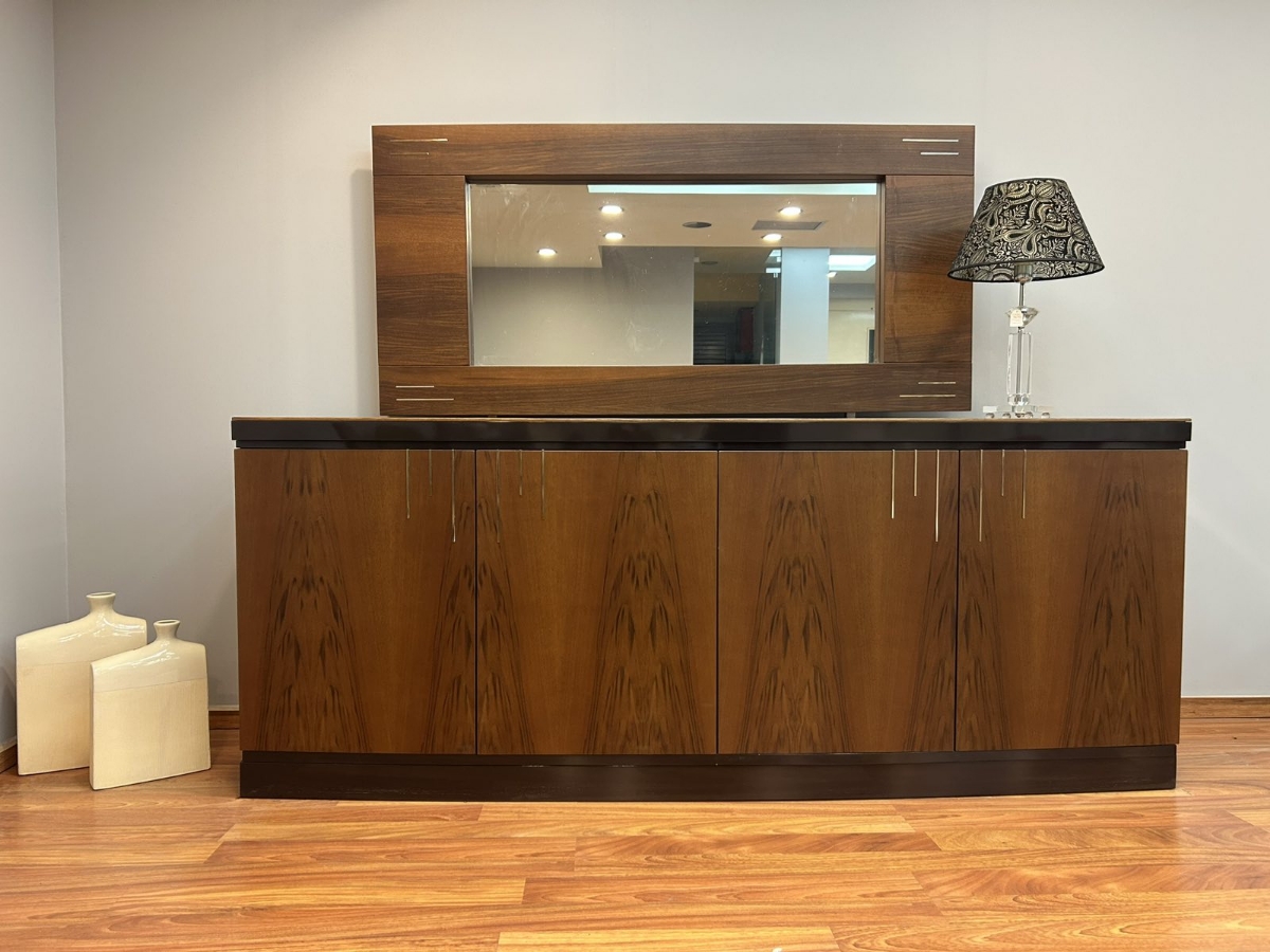 Μπουφές 4 πορτών με καθρέπτη Join καρυδιά εκθεσιακός άμεσης παράδοσης Αθήνα Adamopoulos Casa Ideale