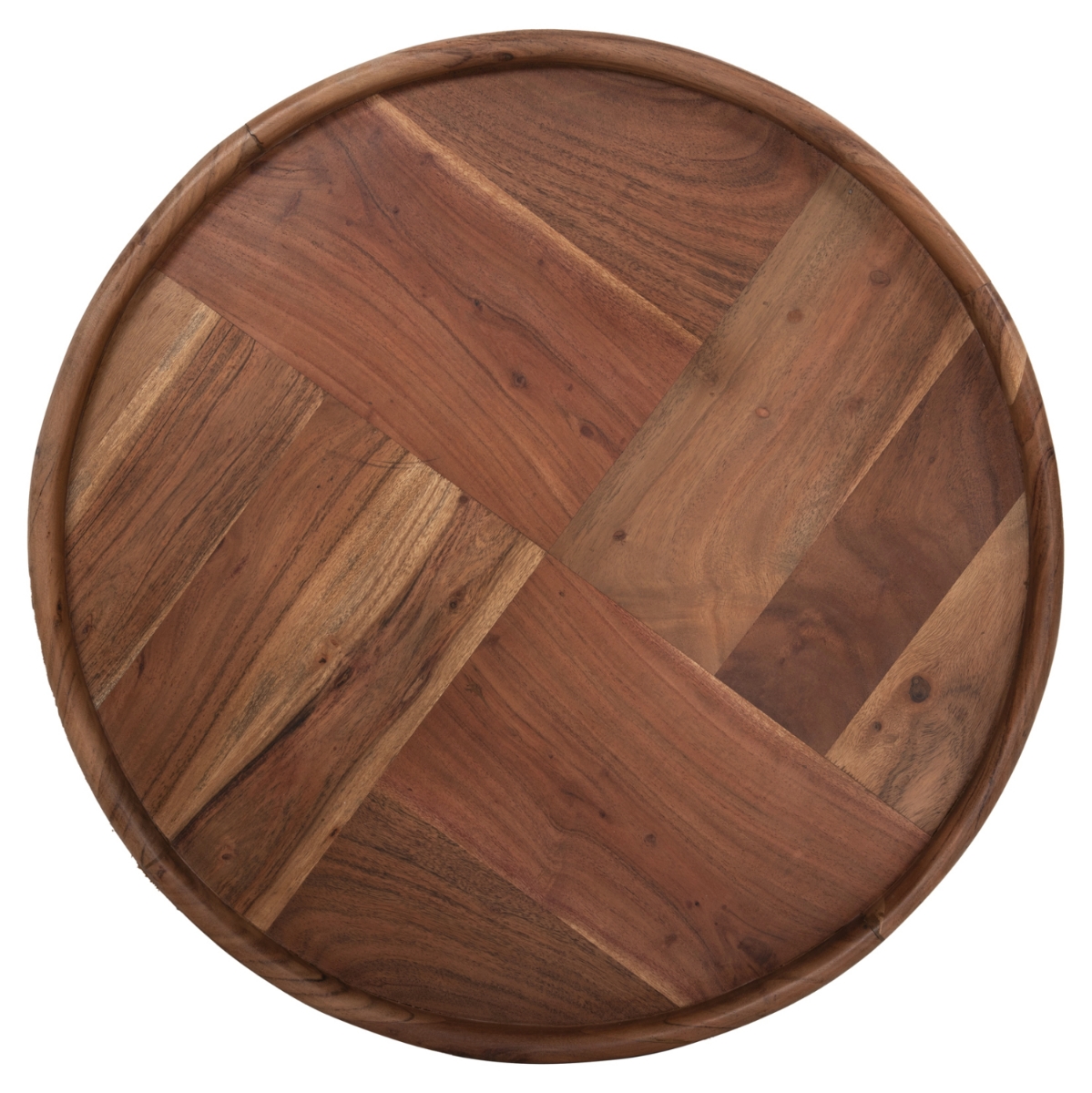 Κάτοψη στρογγυλής επιφάνειας μασίφ ξύλου ακακίας τραπεζάκι Raya