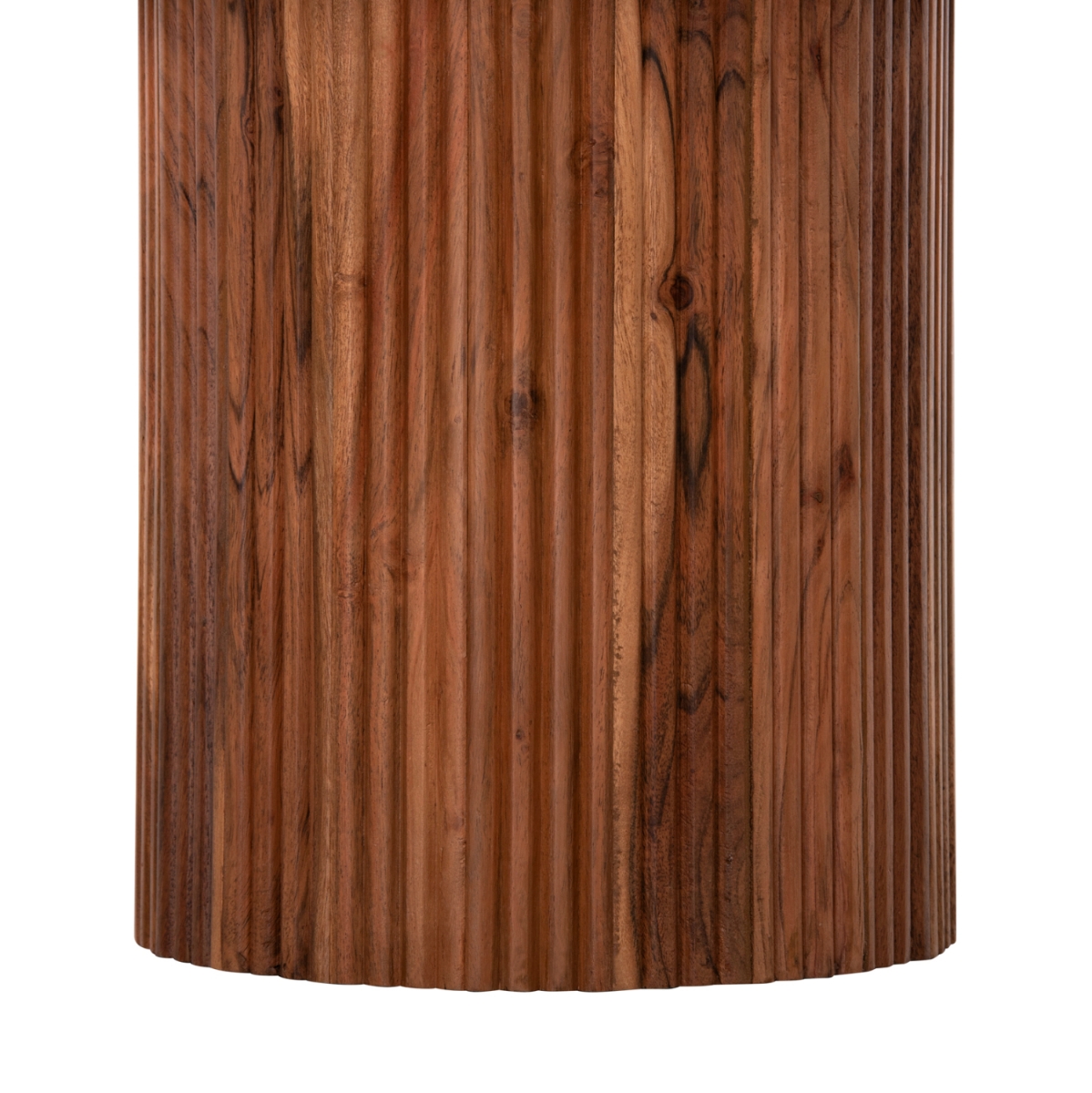 Λεπτομέρεια ραβδωτής κυλινδρικής βάσης μασίφ ξύλου ακακίας τραπεζάκι Raya