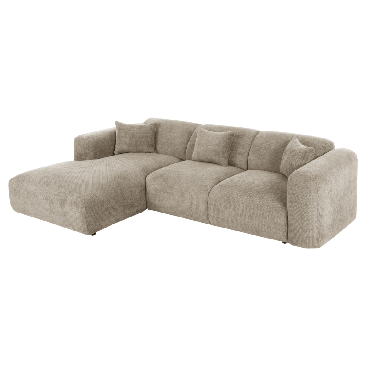 Καναπές γωνία Birgen μπεζ chenille αριστερή γωνία τριτέταρτη όψη άμεση παράδοση