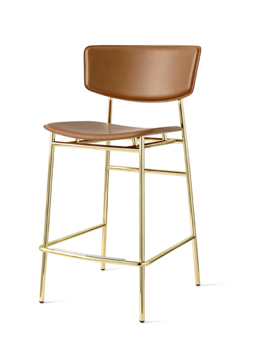 Σκαμπό bar Calligaris Fifties με μεταλλικά πόδια και άνετη πλάτη ύφασμα ή δέρμα Αθήνα Adamopoulos Casa Ideale