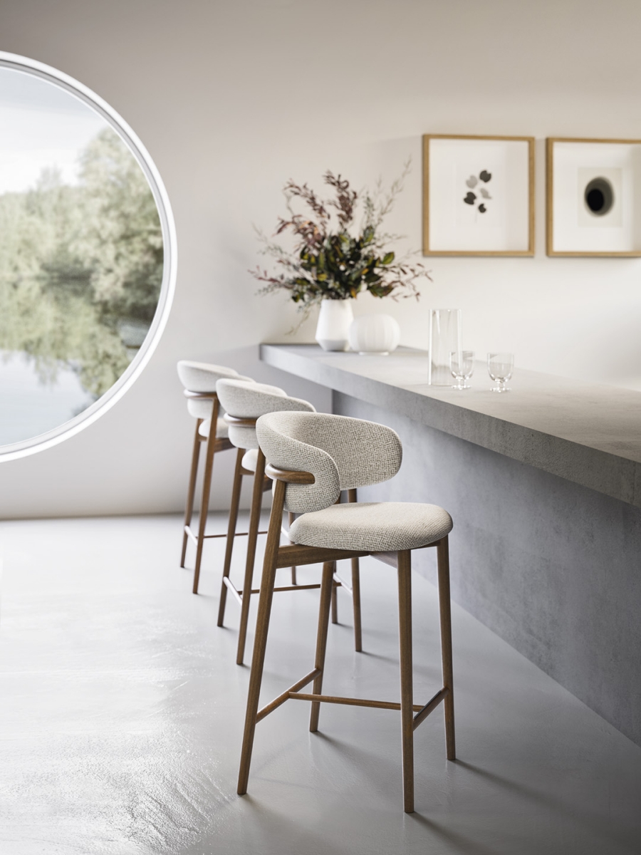 Design σκαμπό bar Calligaris Oleandro με ξύλινη κατασκευή για νησίδα κουζίνας Ελλάδα