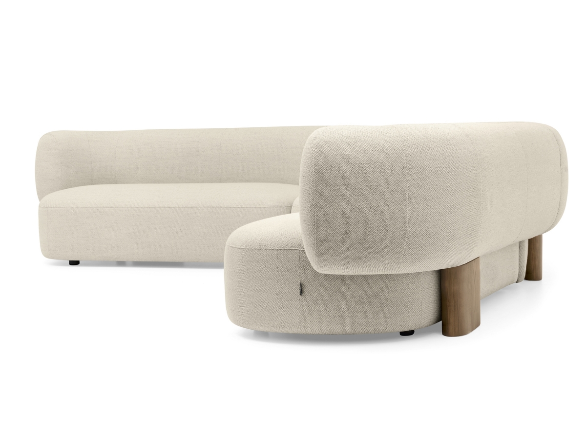 Καναπές Calligaris Glen σε εκρού ύφασμα με στρογγυλεμένη πλάτη και ξύλινα πόδια Adamopoulos αθήνα 