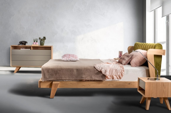 Hugo κρεβάτι ξύλινο με ύφασμα