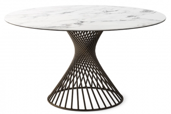 Vortex marble στρογγυλό τραπέζι με κεραμική επιφάνεια Calligaris